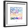 Sao Paulo Watercolor Street Map-NaxArt-Framed Premium Giclee Print