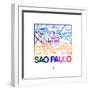 Sao Paulo Watercolor Street Map-NaxArt-Framed Premium Giclee Print