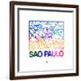 Sao Paulo Watercolor Street Map-NaxArt-Framed Premium Giclee Print