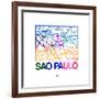 Sao Paulo Watercolor Street Map-NaxArt-Framed Premium Giclee Print