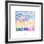 Sao Paulo Watercolor Street Map-NaxArt-Framed Premium Giclee Print