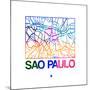 Sao Paulo Watercolor Street Map-NaxArt-Mounted Premium Giclee Print