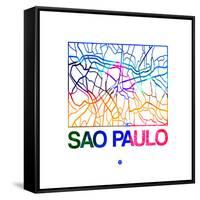 Sao Paulo Watercolor Street Map-NaxArt-Framed Stretched Canvas