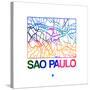 Sao Paulo Watercolor Street Map-NaxArt-Stretched Canvas