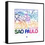 Sao Paulo Watercolor Street Map-NaxArt-Framed Stretched Canvas