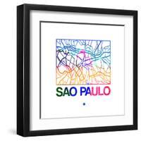 Sao Paulo Watercolor Street Map-NaxArt-Framed Art Print