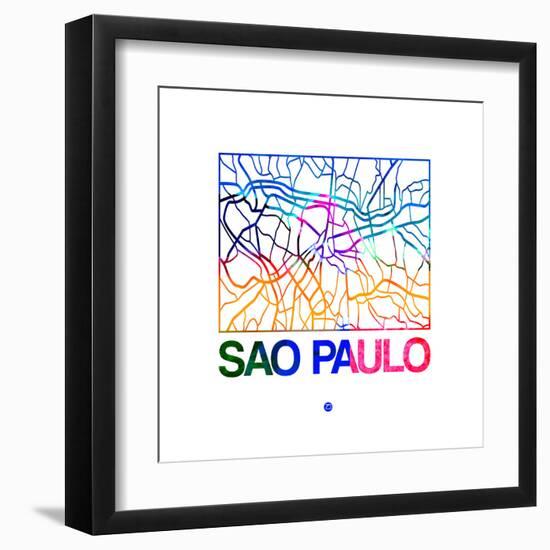 Sao Paulo Watercolor Street Map-NaxArt-Framed Art Print