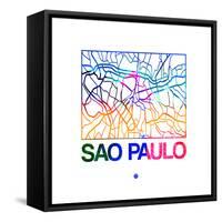 Sao Paulo Watercolor Street Map-NaxArt-Framed Stretched Canvas