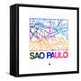 Sao Paulo Watercolor Street Map-NaxArt-Framed Stretched Canvas