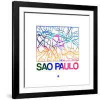 Sao Paulo Watercolor Street Map-NaxArt-Framed Art Print