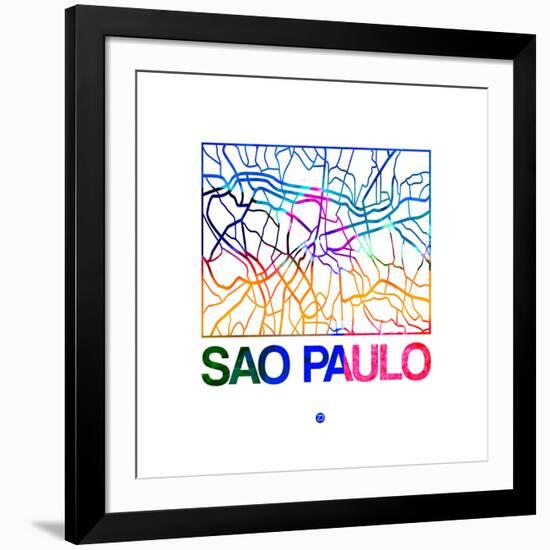 Sao Paulo Watercolor Street Map-NaxArt-Framed Art Print