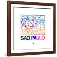 Sao Paulo Watercolor Street Map-NaxArt-Framed Art Print