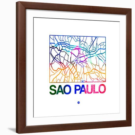 Sao Paulo Watercolor Street Map-NaxArt-Framed Art Print