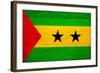 Sao Tome And Principe Flag Design with Wood Patterning - Flags of the World Series-Philippe Hugonnard-Framed Art Print