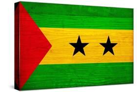 Sao Tome And Principe Flag Design with Wood Patterning - Flags of the World Series-Philippe Hugonnard-Stretched Canvas