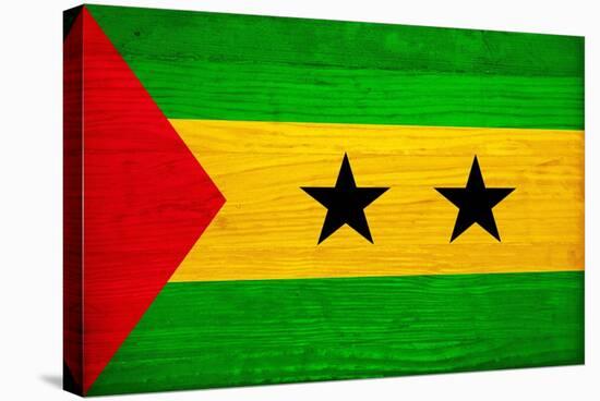 Sao Tome And Principe Flag Design with Wood Patterning - Flags of the World Series-Philippe Hugonnard-Stretched Canvas