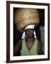 Sao Tomense Woman Carries Basket Full of Cocoa Beans, Cocoa Processing Plant in Agua Ize, Sao Tome-Camilla Watson-Framed Photographic Print