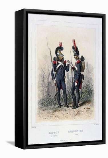 Sapper and Gunner, Napoleon's Imperial Guard-C Colin-Framed Stretched Canvas