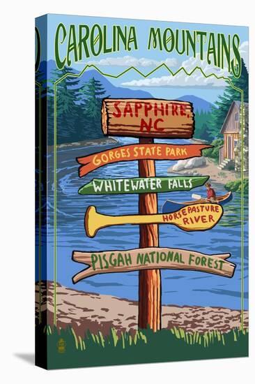 Sapphire, North Carolina - Sign Destinations-Lantern Press-Stretched Canvas