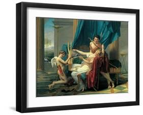 Sappho and Phaon-Jacques-Louis David-Framed Art Print