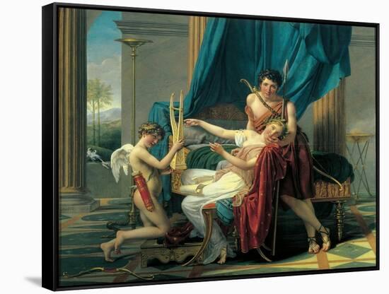 Sappho and Phaon-Jacques-Louis David-Framed Stretched Canvas