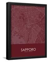 Sapporo, Japan Red Map-null-Framed Poster