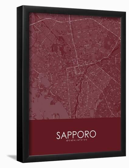 Sapporo, Japan Red Map-null-Framed Poster