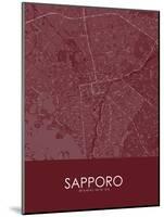 Sapporo, Japan Red Map-null-Mounted Poster