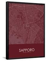 Sapporo, Japan Red Map-null-Framed Poster