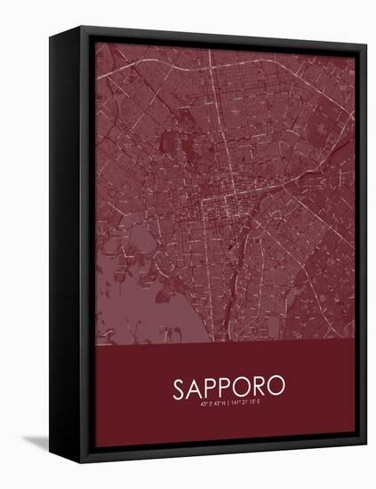 Sapporo, Japan Red Map-null-Framed Stretched Canvas