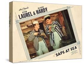 Saps at Sea, US Lobbycard, L-R: Stan Laurel, Oliver Hardy, 1940-null-Stretched Canvas