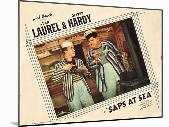 Saps at Sea, US Lobbycard, L-R: Stan Laurel, Oliver Hardy, 1940-null-Mounted Art Print