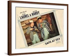 Saps at Sea, US Lobbycard, L-R: Stan Laurel, Oliver Hardy, 1940-null-Framed Art Print