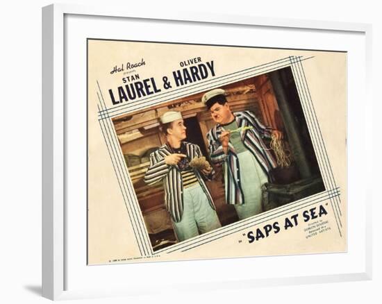 Saps at Sea, US Lobbycard, L-R: Stan Laurel, Oliver Hardy, 1940-null-Framed Art Print