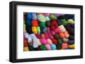 Saquisili Market, Balls of Dyed Yarn for Sale, Wool, Saquisili, Cotopaxi Province, Ecuador-John Coletti-Framed Photographic Print