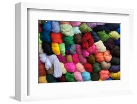 Saquisili Market, Balls of Dyed Yarn for Sale, Wool, Saquisili, Cotopaxi Province, Ecuador-John Coletti-Framed Photographic Print
