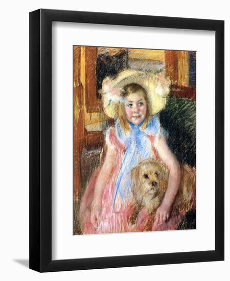 Sara and Her Dog, c.1901-Mary Cassatt-Framed Giclee Print