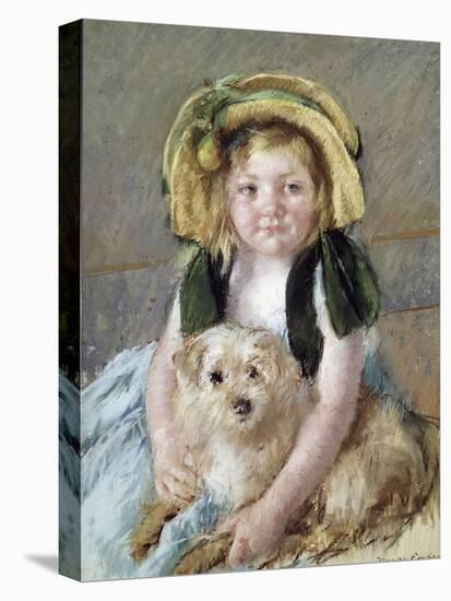 Sara avec son chien.-Mary Cassatt-Stretched Canvas