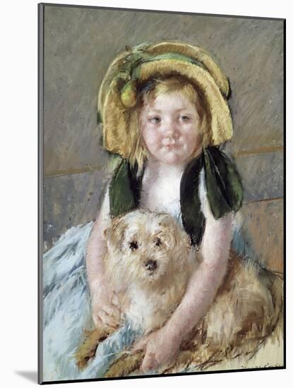 Sara avec son chien.-Mary Cassatt-Mounted Giclee Print