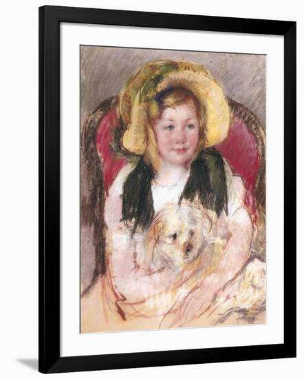 Sara with Her Dog in an Armchair, 1901-Mary Cassatt-Framed Giclee Print