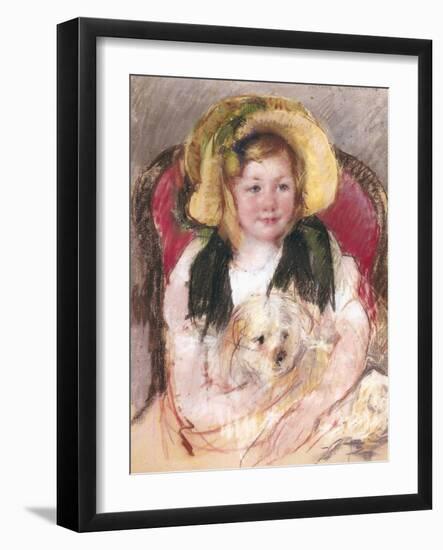 Sara with Her Dog in an Armchair, 1901-Mary Cassatt-Framed Giclee Print