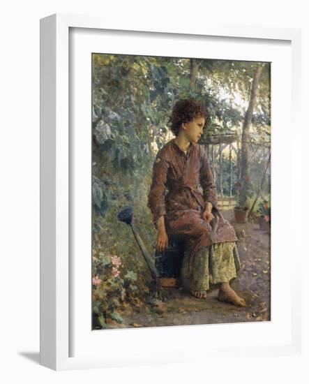 Sarabah Garden or Peasant, Painting by Cecrope Barilli (1839-1911)-null-Framed Giclee Print