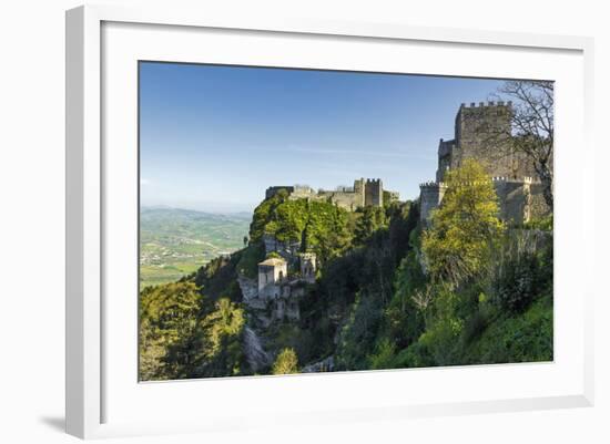 Saracen Arab Era Pepoli Castle, Now a Hotel, in Historic Town High Above Trapani at 750M-Rob Francis-Framed Photographic Print