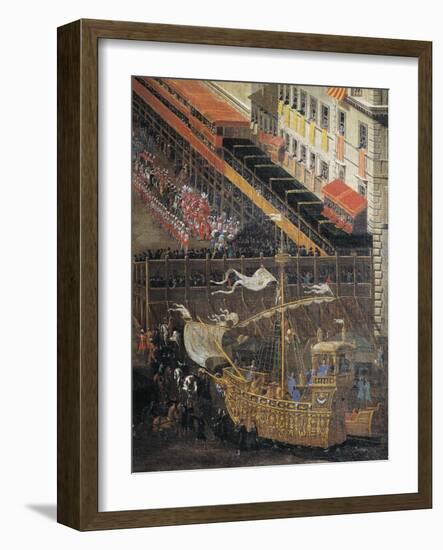 Saracen Joust in Piazza Navona, February 25, 1634, Detail with the Machine in the Shape of Ship-Andrea Sacchi-Framed Giclee Print