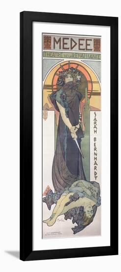 Sarah Bernhardt (1844-1923) as Medee at the Theatre De La Renaissance, 1898-Alphonse Mucha-Framed Premium Giclee Print