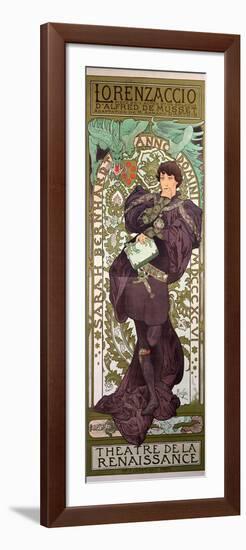 Sarah Bernhardt (1844-1923) in 'Lorenzaccio', a Play by Alfred De Musset (1810-57) at The-Alphonse Mucha-Framed Premium Giclee Print