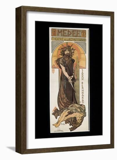Sarah Bernhardt as Medee at the Theatre De La Renaissance-Alphonse Mucha-Framed Art Print