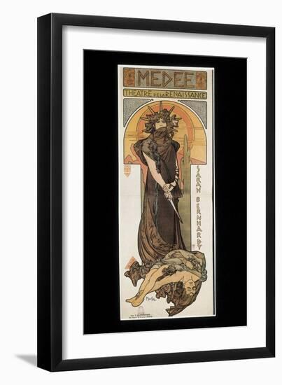 Sarah Bernhardt as Medee at the Theatre De La Renaissance-Alphonse Mucha-Framed Art Print