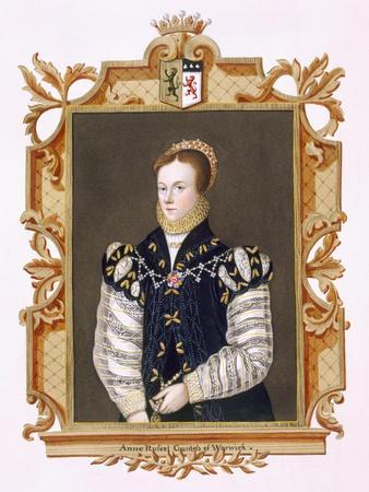 Portrait of Anne Russell (D.1604) Countess of Warwick from 'Memoirs of the Court of Queen Elizabeth