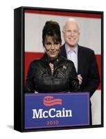 Sarah Palin Talks at a Campaign Rally for Senator John McCain at Pima County Fairgrounds in Tucson-null-Framed Stretched Canvas